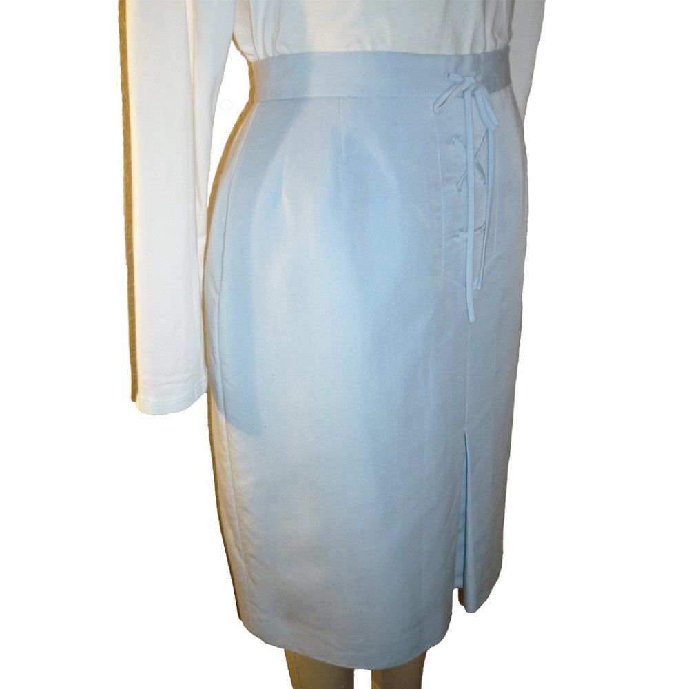 Western Pencil Skirt by Kasper | Light Blue | Size 8 Petite